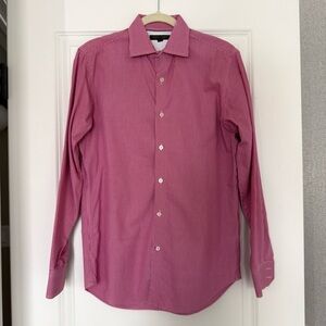 Banana Republic Men's Red & White Dress Shirt Non-Iron Slim Fit Shirt Small